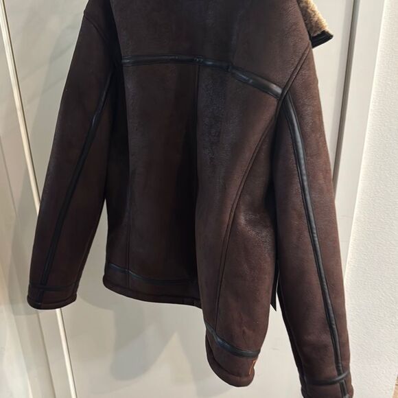 Moon Shine Large Men's Brown Shearling Jacket - Picture 10 of 11